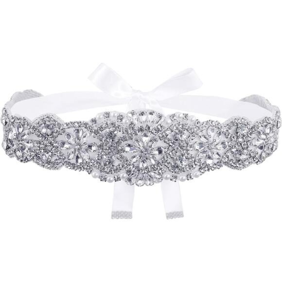 Bridal Crystal Rhinestone Braided Wedding Dress Sash Belt main image 7